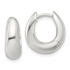 QE16961 Sterling Silver E-coated Tapered Hinged Hoop Earrings