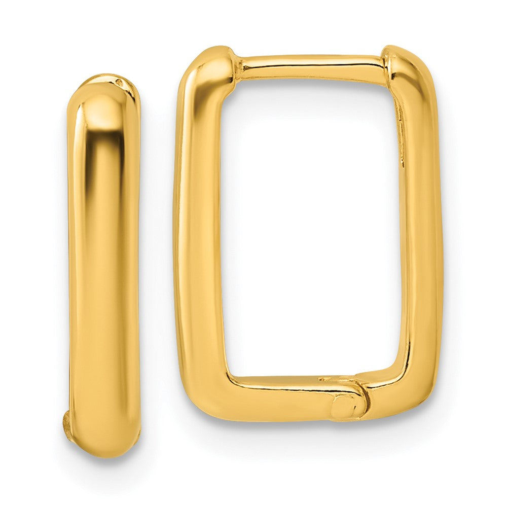 QE16965 Sterling Silver Gold-tone Polished Rectangle Hoop Earrings
