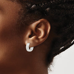 QE16967 Sterling Silver Brushed and Polished 5mm Hinged Hoop Earrings