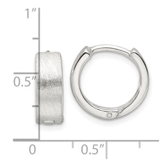 QE16967 Sterling Silver Brushed and Polished 5mm Hinged Hoop Earrings