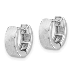 QE16968 Sterling Silver Rhodium-plated Brushed 4x13mm Hinged Hoop Earrings