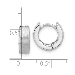 QE16968 Sterling Silver Rhodium-plated Brushed 4x13mm Hinged Hoop Earrings