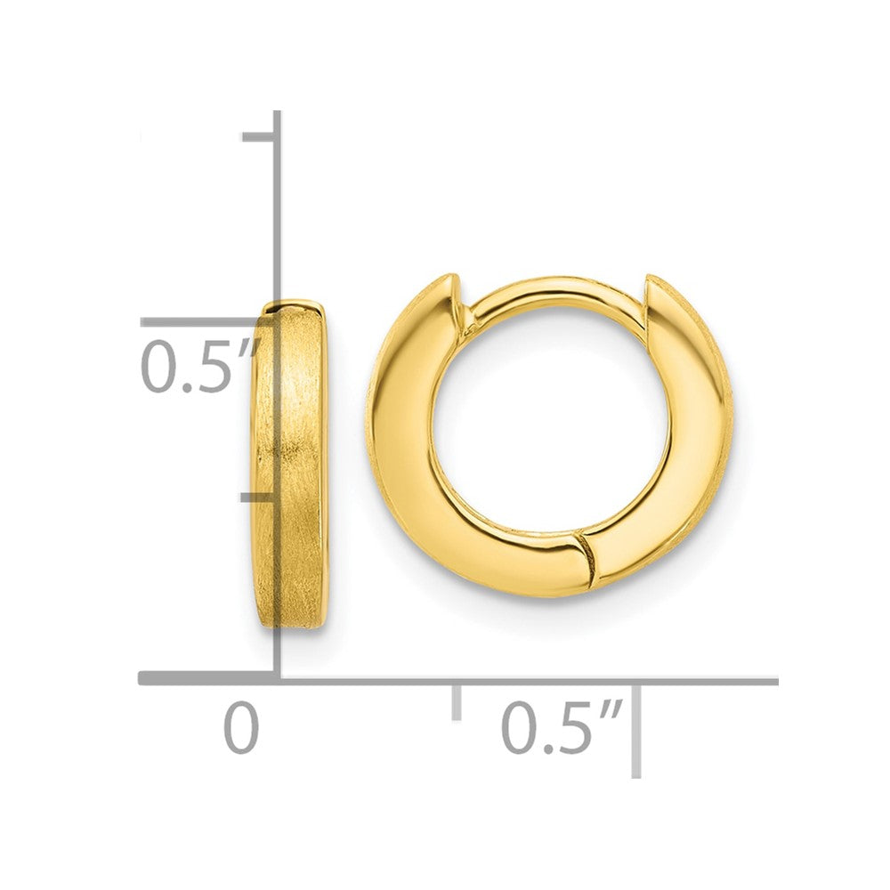 QE16969GP Sterling Silver Gold-tone Brushed 3x13mm Hinged Huggie Hoop Earrings