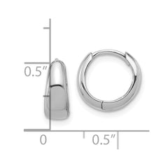 QE16970 Sterling Silver Rhodium-plated 12x5mm Huggie Hoop Earrings
