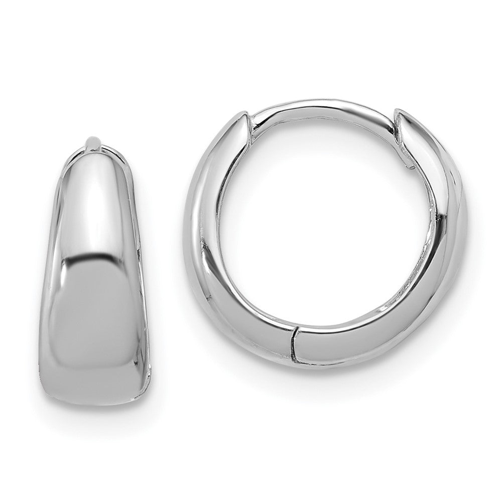 QE16970 Sterling Silver Rhodium-plated 12x5mm Huggie Hoop Earrings