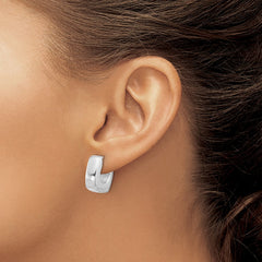 QE16971 Sterling Silver Rhodium-plated Polished Square C-Hoop Post Earrings