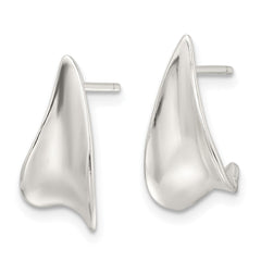 QE16981 Sterling Silver E-Coating Polished Fancy J Hoop Earrings