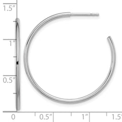 QE16985 Sterling Silver Rhodium-plated Polished Hollow Tube C-Hoop Earrings