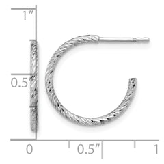 QE16991 Sterling Silver Rhodium-plated D/C Hollow Tube C-Hoop Earrings