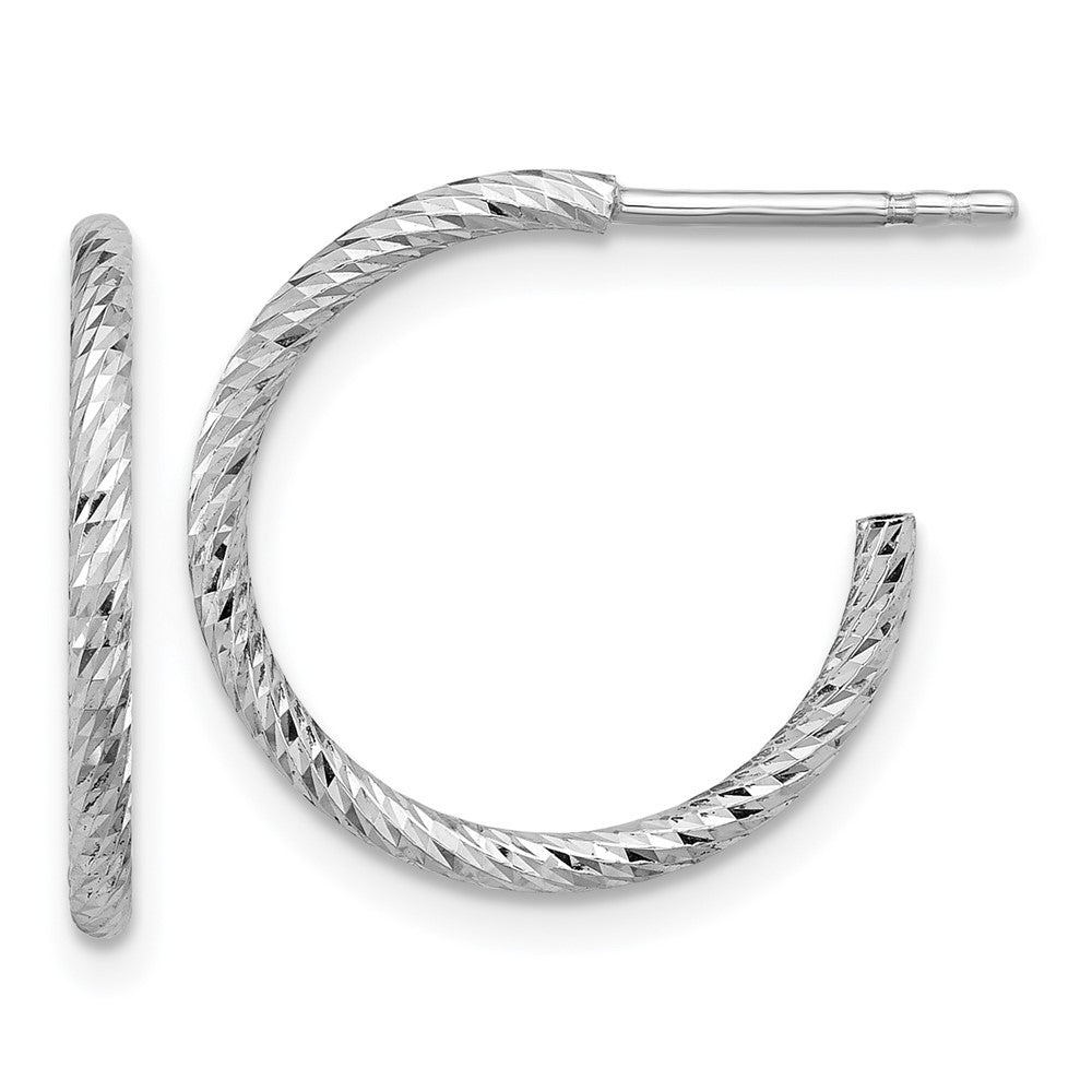 QE16991 Sterling Silver Rhodium-plated D/C Hollow Tube C-Hoop Earrings