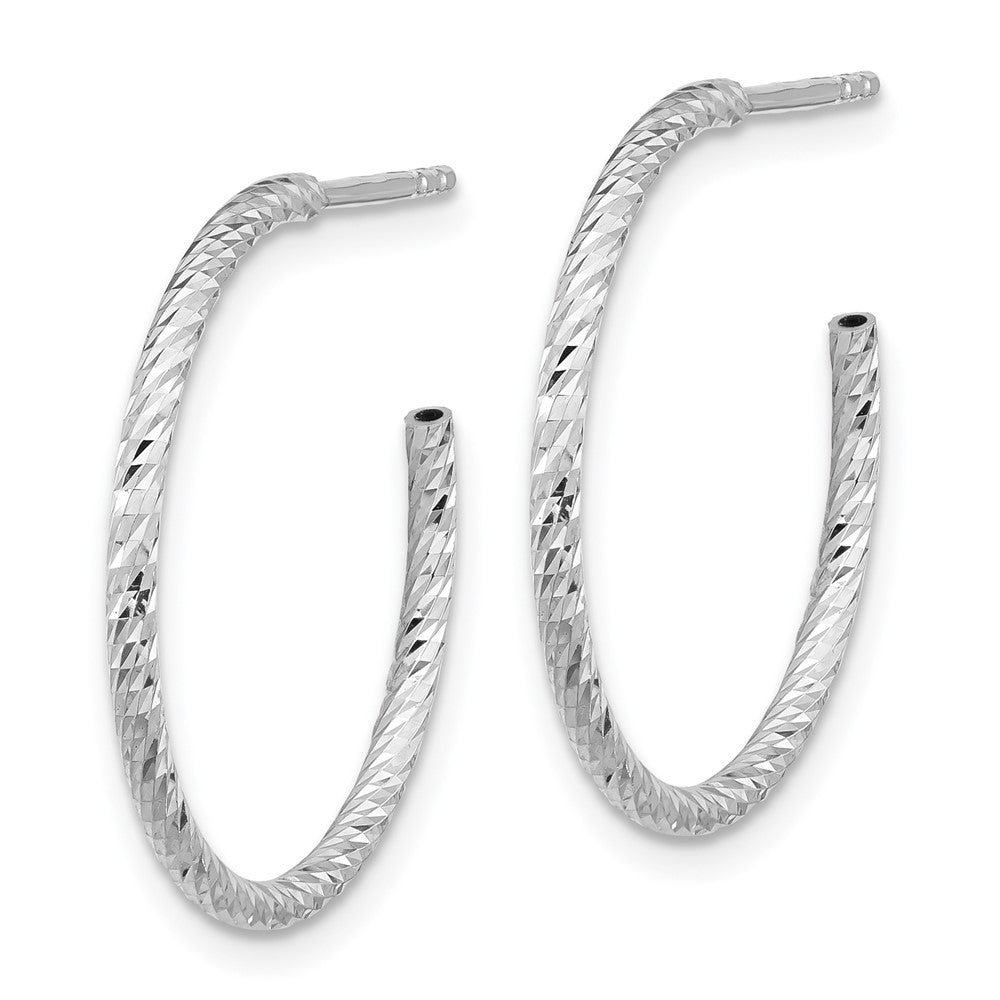 QE16992 Sterling Silver Rhodium-plated D/C Hollow Tube C-Hoop Earrings