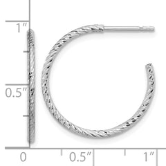 QE16992 Sterling Silver Rhodium-plated D/C Hollow Tube C-Hoop Earrings