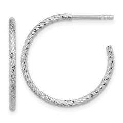 QE16992 Sterling Silver Rhodium-plated D/C Hollow Tube C-Hoop Earrings