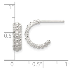 QE17001 Sterling Silver E-coated Beaded C-Hoop Earrings