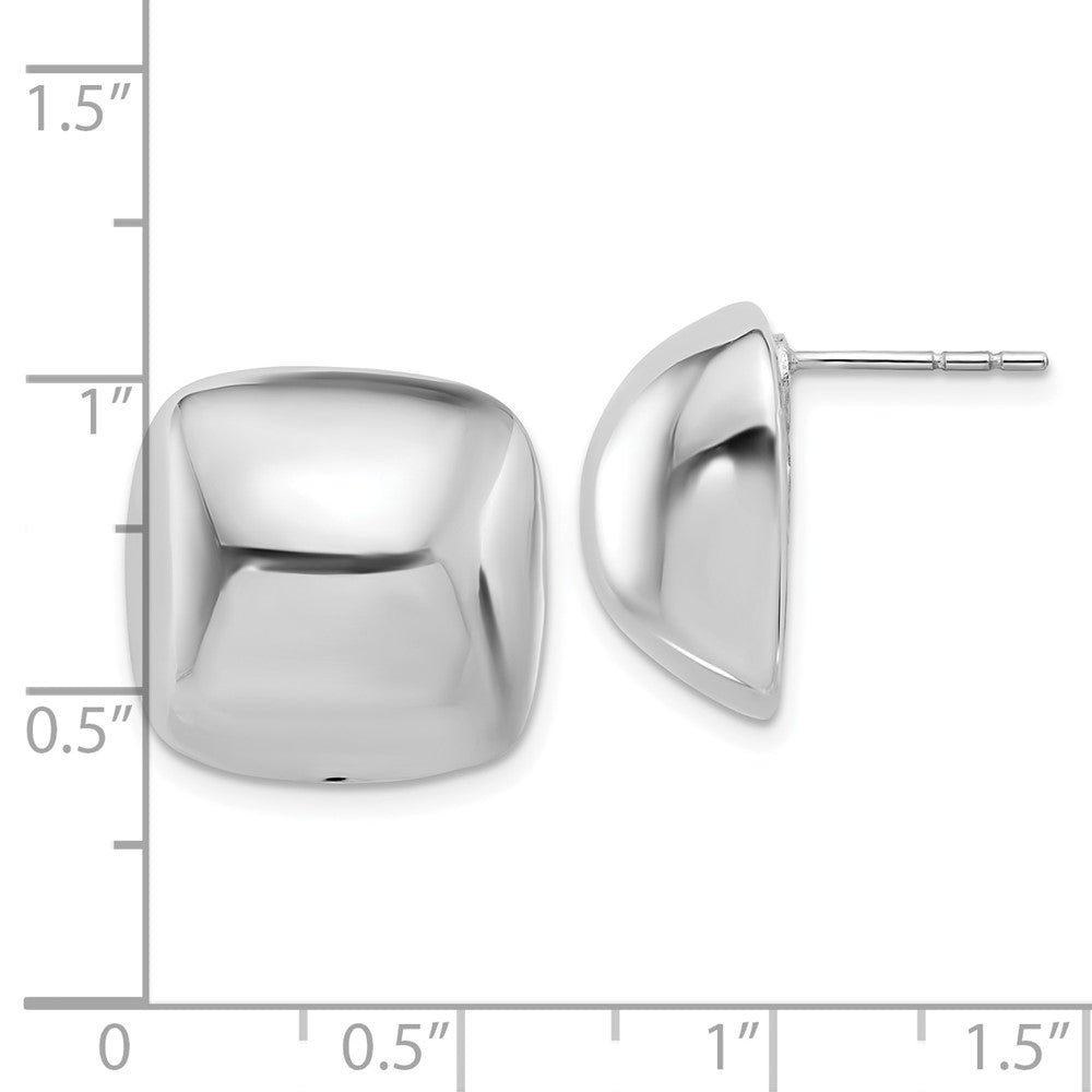 QE17023 Sterling Silver Rhodium-plated Polished Square Post Earrings