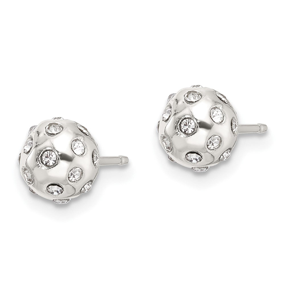 QE17025 Sterling Silver Polished CZ 6.5mm Ball Stud Earrings