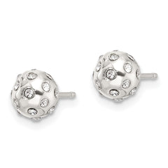 QE17025 Sterling Silver Polished CZ 6.5mm Ball Stud Earrings
