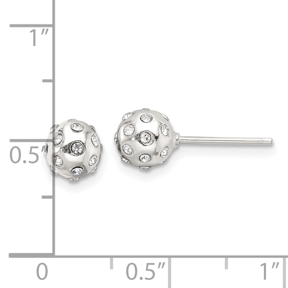 QE17025 Sterling Silver Polished CZ 6.5mm Ball Stud Earrings