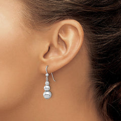 QE17028 Sterling Silver Rhodium-plated Graduated Beads Dangle Earrings