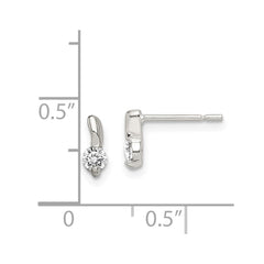 QE1703 Sterling Silver Polished CZ Post Earrings