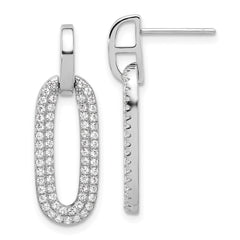 QE17035 Sterling Silver Rhodium-plated Micro Pave CZ Post Dangle Earrings