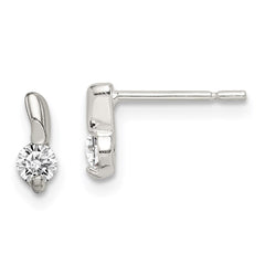 QE1703 Sterling Silver Polished CZ Post Earrings