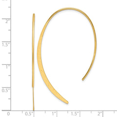 QE17055GP Sterling Silver .50 Micron 18K Gold Plated Brushed and Lasered Threader Earrings