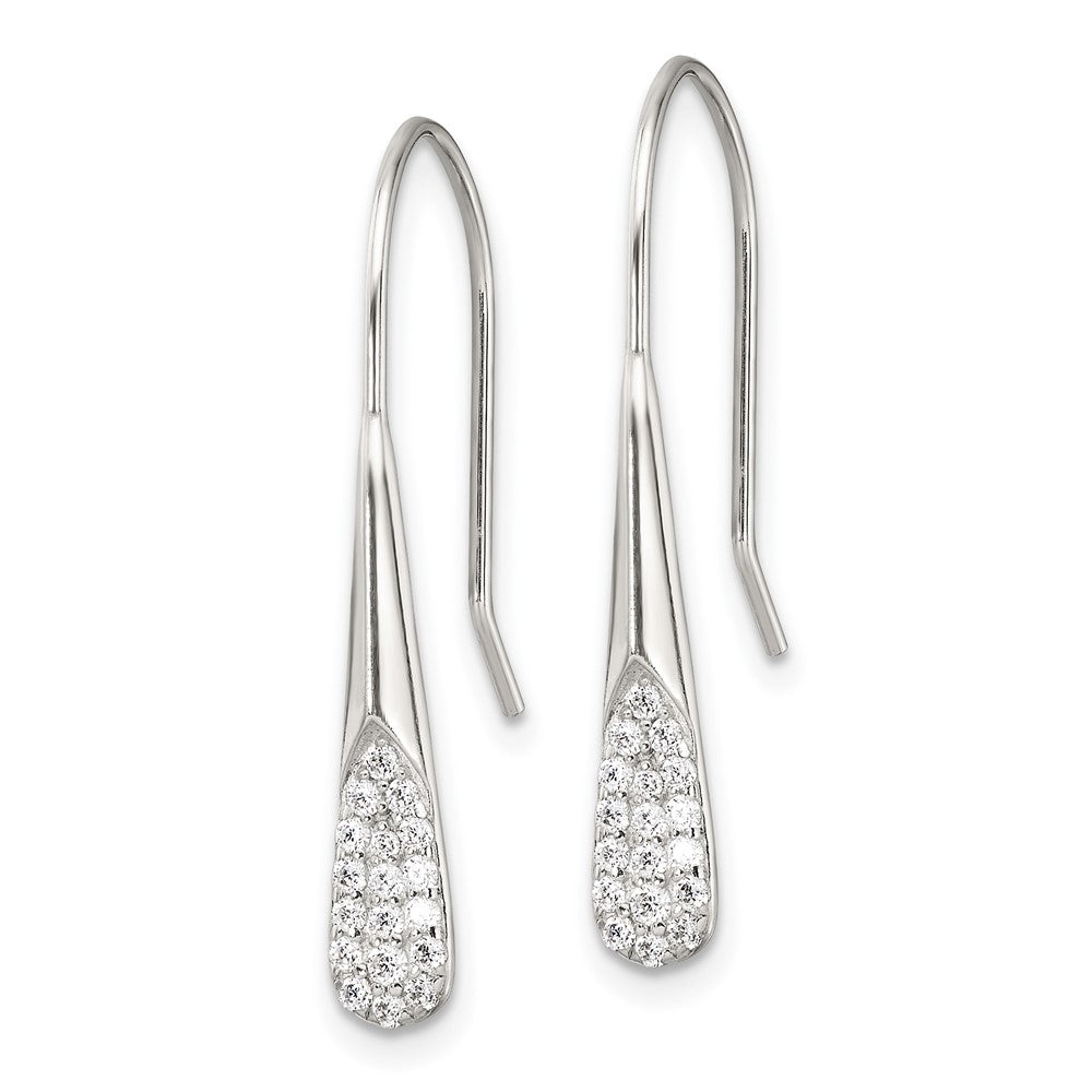 QE17056 Sterling Silver Polished CZ Drop Dangle Earrings