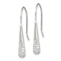QE17056 Sterling Silver Polished CZ Drop Dangle Earrings