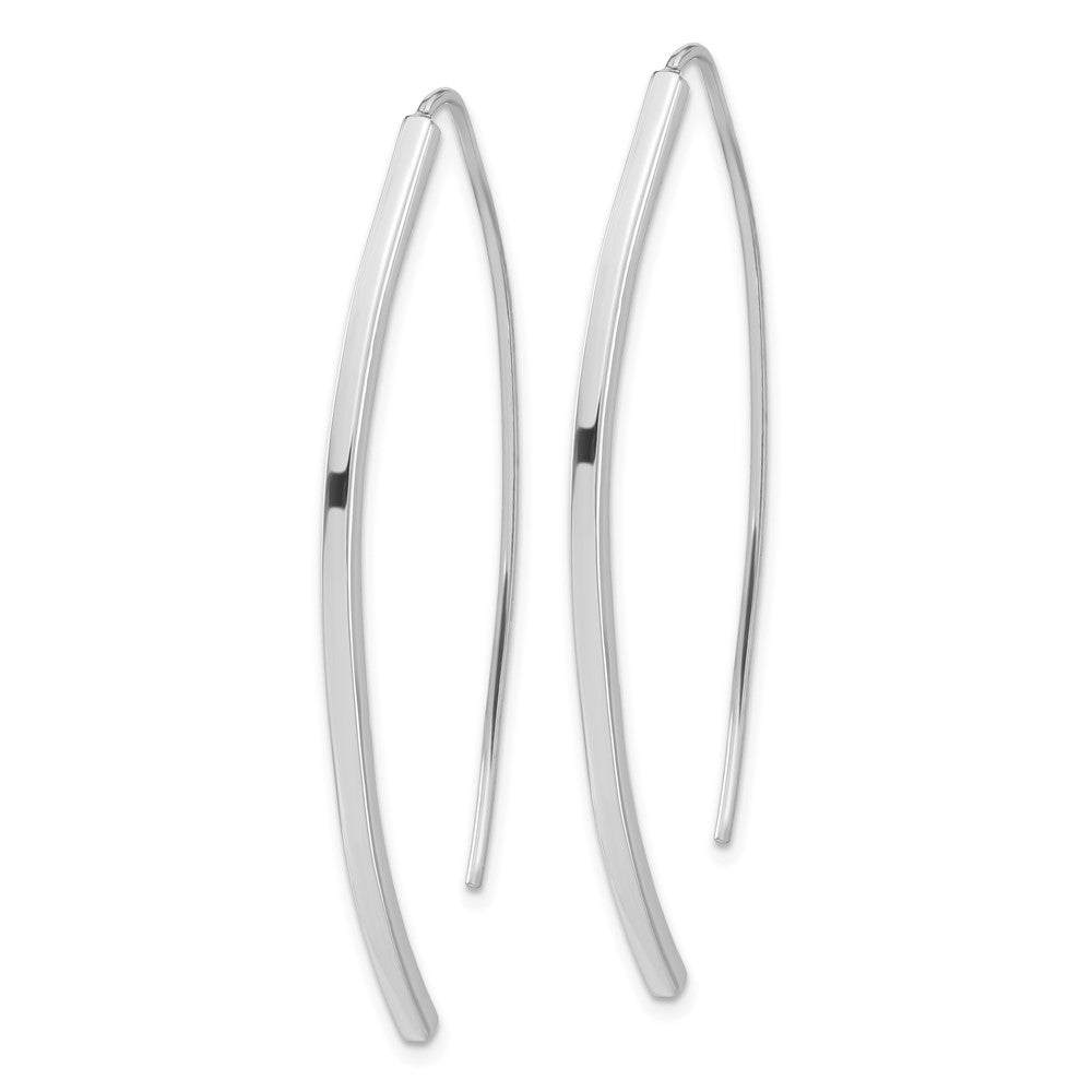QE17061 Sterling Silver Rhodium-plated Polished Threader Bar Earrings
