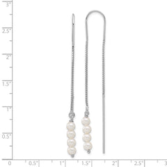 QE17062 Sterling Silver Rhodium-plated Freshwater Cultured Pearl Threader Earrings