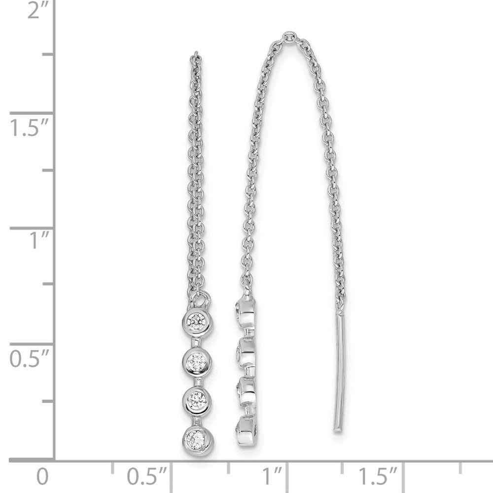 QE17063 Sterling Silver Rhodium-plated Polished CZ Threader Earrings