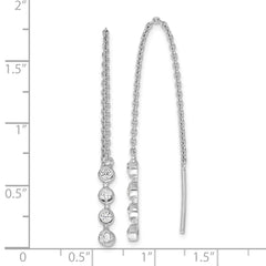QE17063 Sterling Silver Rhodium-plated Polished CZ Threader Earrings