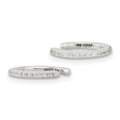 QE17077 Sterling Silver E-Coating Polished CZ Pair of 2 Cuff Earrings