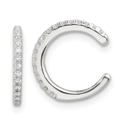 QE17077 Sterling Silver E-Coating Polished CZ Pair of 2 Cuff Earrings