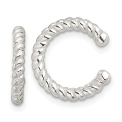 QE17080 Sterling Silver E-Coating Polished Twisted Pair of 2 Cuff Earrings