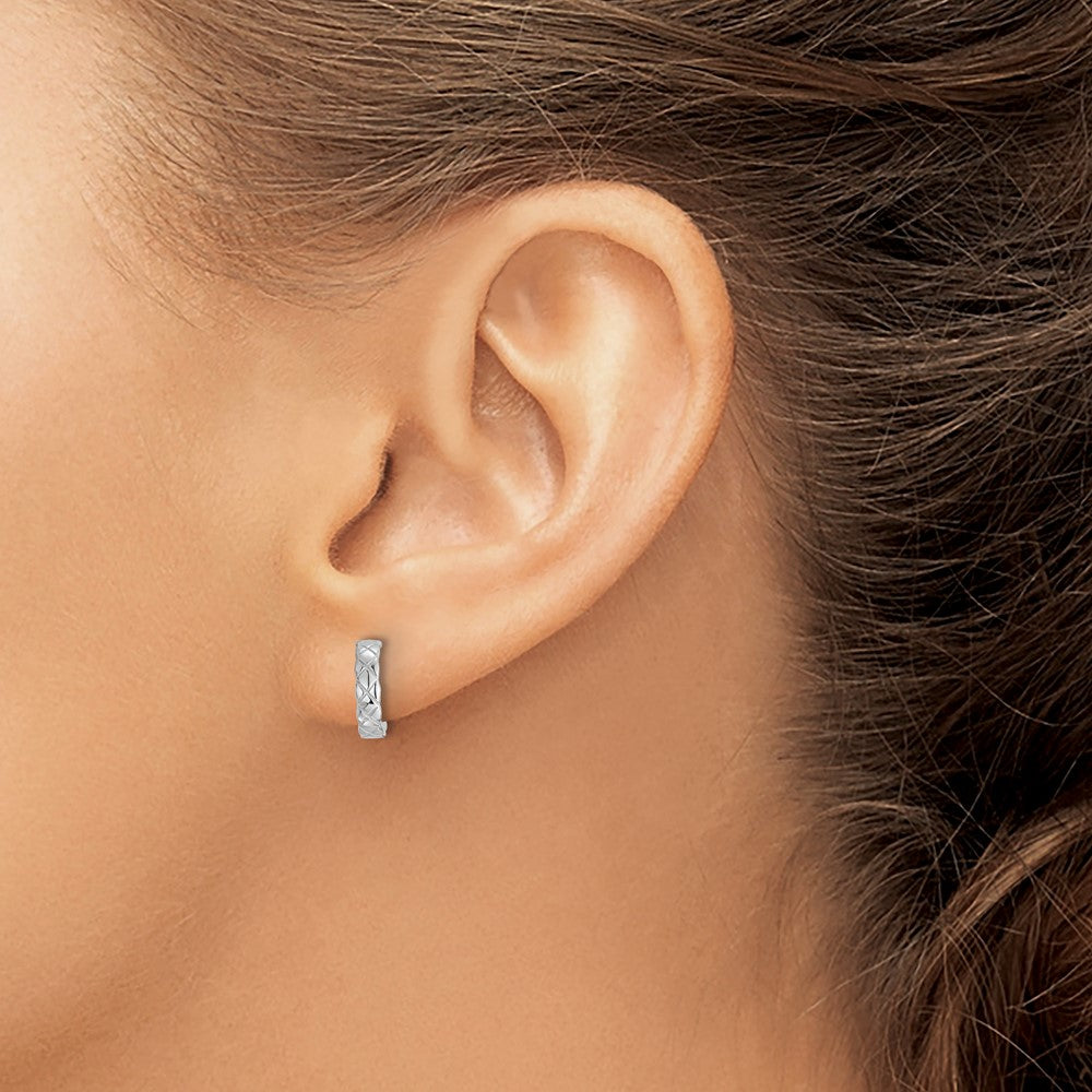 QE17081 Sterling Silver RH-pltd Polished Criss-cross Design Single Cuff Earring
