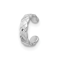 QE17081 Sterling Silver RH-pltd Polished Criss-cross Design Single Cuff Earring