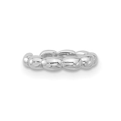 QE17082 Sterling Silver Rhodium-plated Polished Beaded Single Cuff Earring