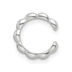 QE17082 Sterling Silver Rhodium-plated Polished Beaded Single Cuff Earring