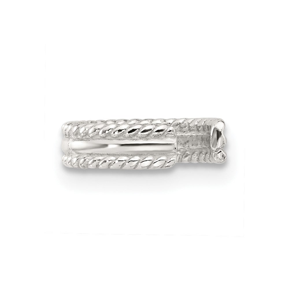 QE17085 Sterling Silver E-coated Polished & Twisted Edges Single Cuff Earring