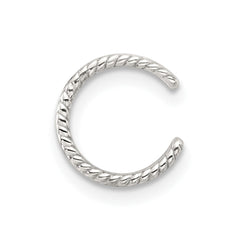 QE17085 Sterling Silver E-coated Polished & Twisted Edges Single Cuff Earring