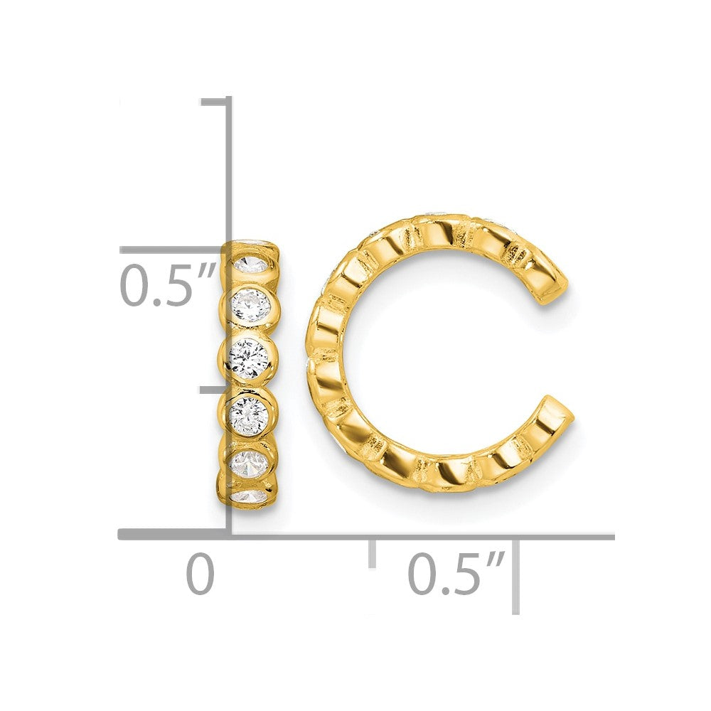 QE17087GP Sterling Silver Flash Gold-pltd Polished CZ Bezel Pair of 2 Cuff Earrings