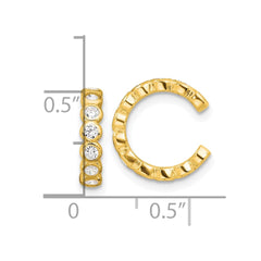 QE17087GP Sterling Silver Flash Gold-pltd Polished CZ Bezel Pair of 2 Cuff Earrings