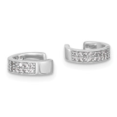 QE17095 Sterling Silver Rhod-plated Polished Two Row CZ Pair of 2 Cuff Earrings