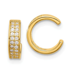 QE17095GP Sterling Silver Gold-tone Polished Two Row CZ Pair of 2 Cuff Earrings