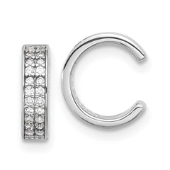 QE17095 Sterling Silver Rhod-plated Polished Two Row CZ Pair of 2 Cuff Earrings