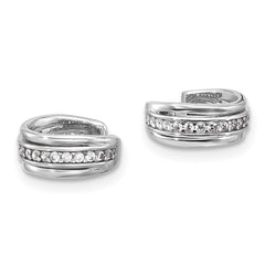 QE17096 Sterling Silver Rhodium-plated Polished CZ Pair of 2 Cuff Earrings