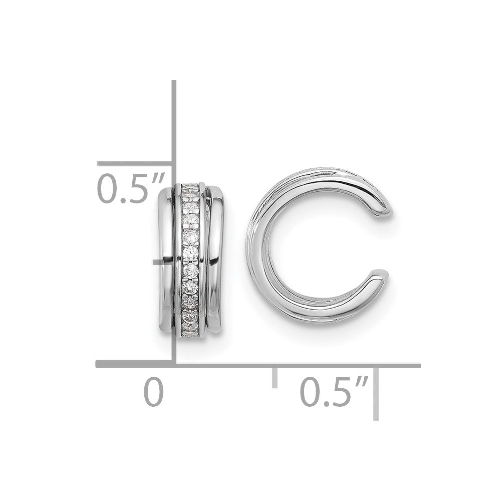 QE17096 Sterling Silver Rhodium-plated Polished CZ Pair of 2 Cuff Earrings