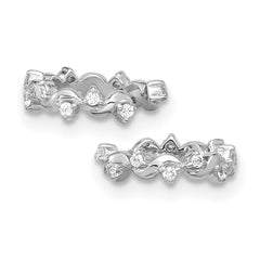 QE17098 Sterling Silver Rhodium-plated Polished CZ Pair of 2 Cuff Earrings